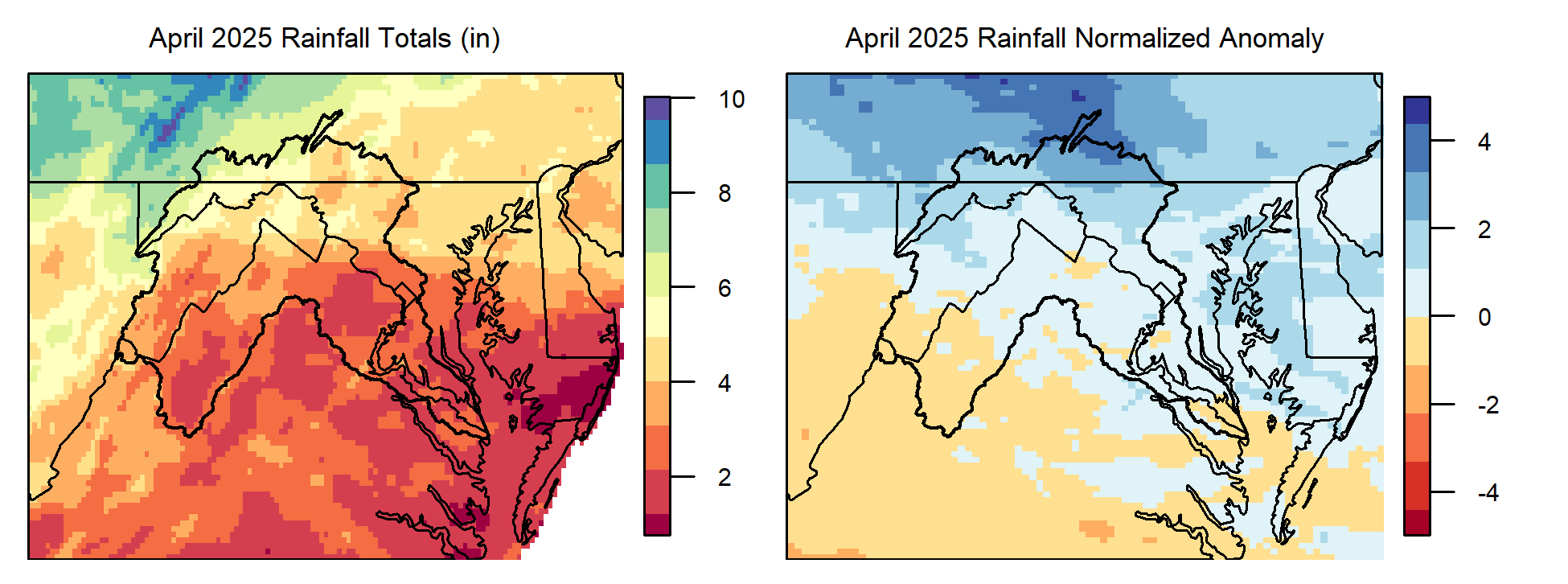 PRISM observed rain and anomalies